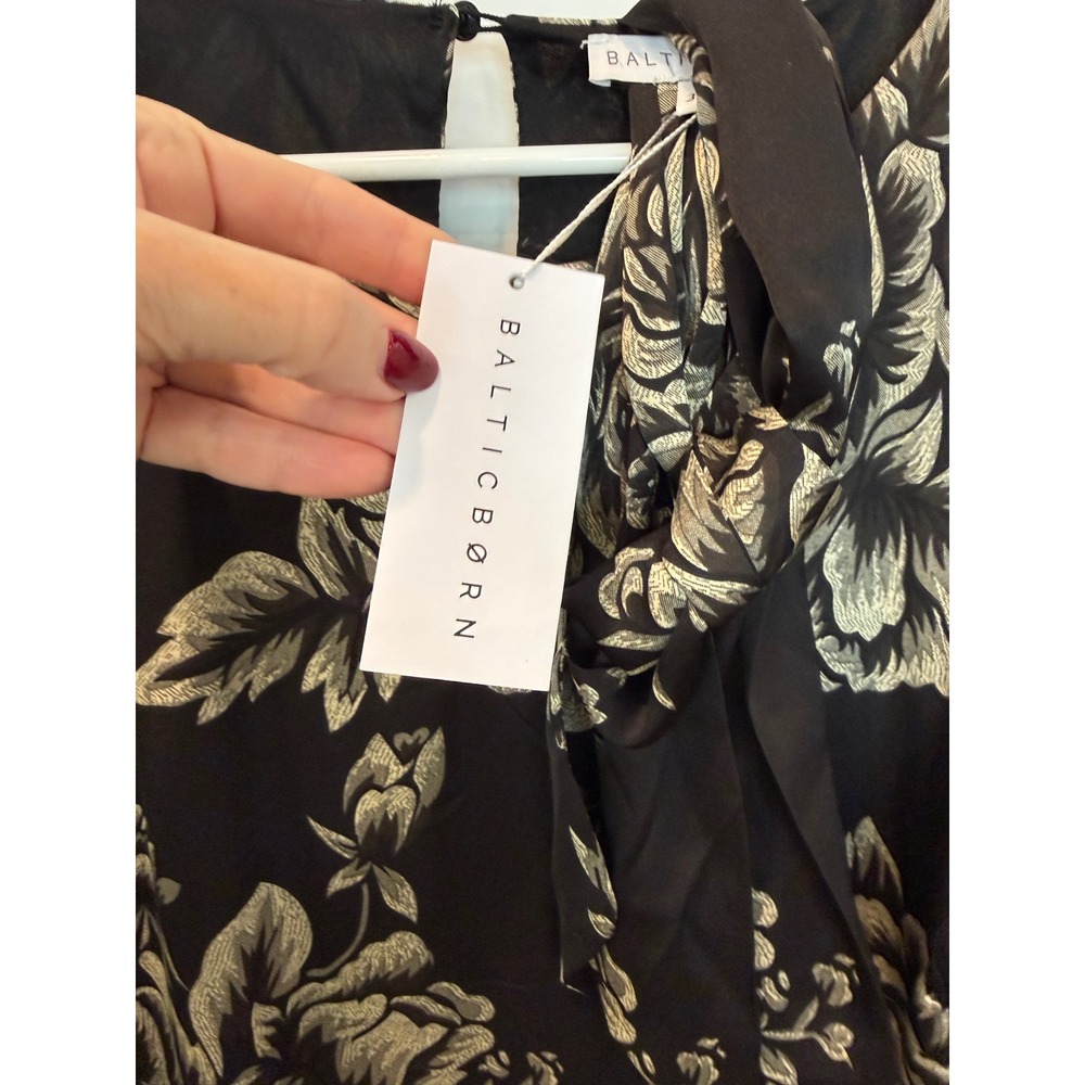 Baltic Born Agnes Satin Maxi Dress Black Cream Floral 3XL AGN-DR-69819-3X - Picture 5 of 8